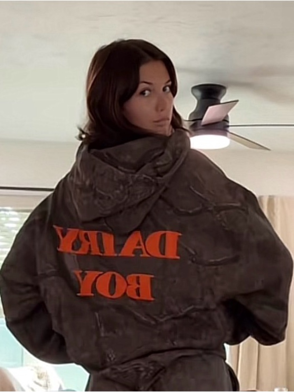 Dairy Boy Camo Evergreen Orange Puff Letter River Boyfriend Fit Hoodie Size M